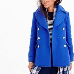 J. Crew Nello Gori Majesty Stadium Cloth Royal Blue Pea Coat